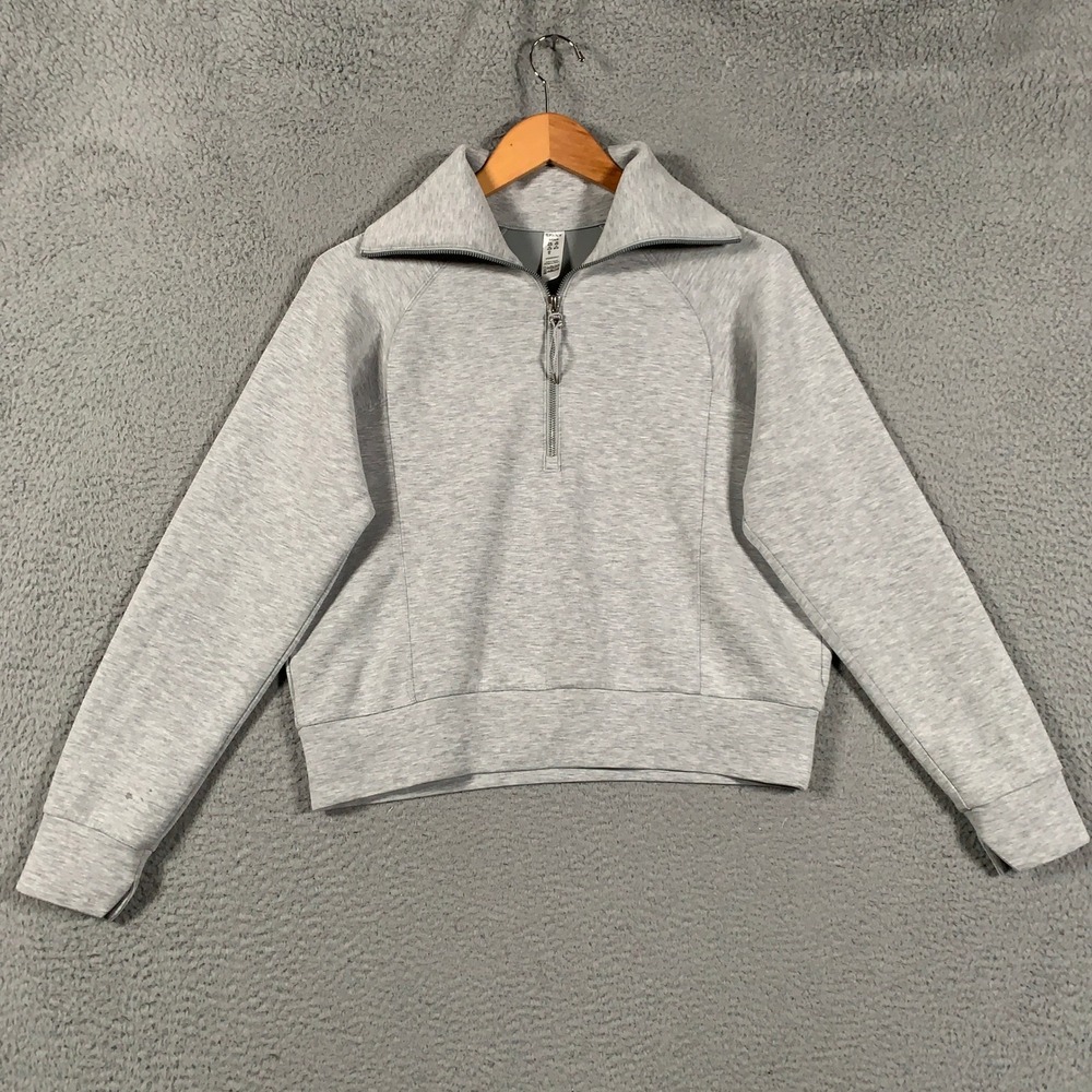 Spanx AirEssentials Half Zip Pullover Womens Small Light Gray Heather Athleisure